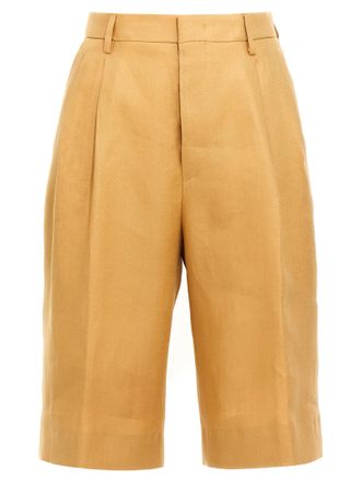 Tagliatore Orange Linen Bermuda Womens Shorts