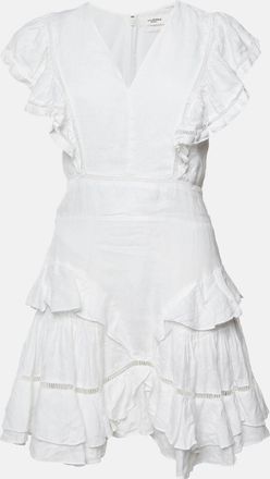 Isabel Marant &eacute;toile White Linen Ruffled Audrey Mini Dress