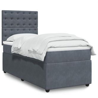 vidaXL Cama Box Spring Con Colch&oacute;n Terciopelo Gris Oscuro 100x200 Cm Vidaxl