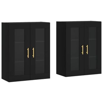 Berkfield Home Wall Mounted Cabinets 2 pcs Black Engineered Wood