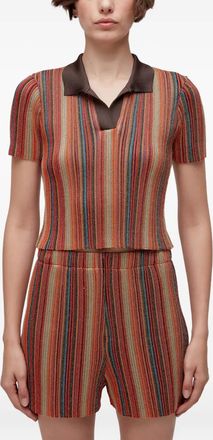 Osklen Gestreept T-shirt met polokraag - Bruin