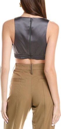 Brunello Cucinelli Diamond-Quilted Silk Bodysuit - Gray