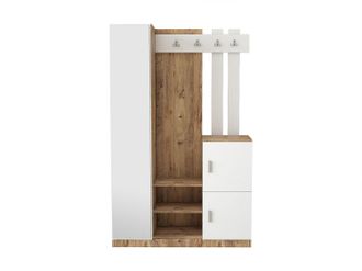 Vente-Unique Armario ropero con 3 puertas y 1 espejo - blanco y natural - MIROTA