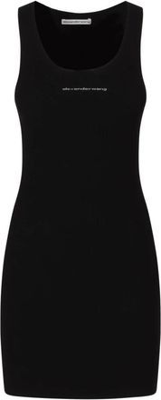 Alexander Wang Racer Tank Mini Jurk met Jacquard Logo - Dames - Korte kleedjes - Zwart - S - Kleedjes
