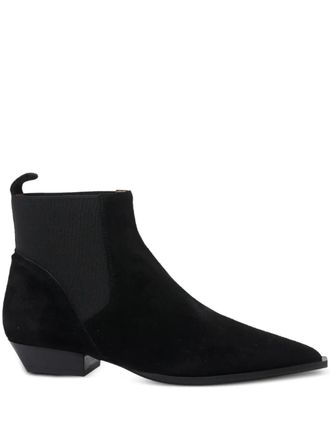 &Aacute;ngel Alarc&oacute;n suede pointed-toe boots - women - Suede/Rubber/Calf Leather - 36 - Black