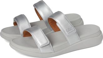 FitFlop F-mode Go Adjustable Flatform Two-Bar Slides Womens Wedge Shoes Silver : 11 M (B), Synthetic