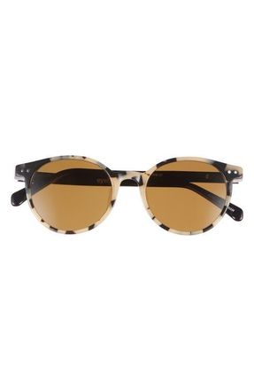 Eyebobs Case Closed 50mm Polarized Round Sunglasses in Black /White Tort /Brown at Nordstrom