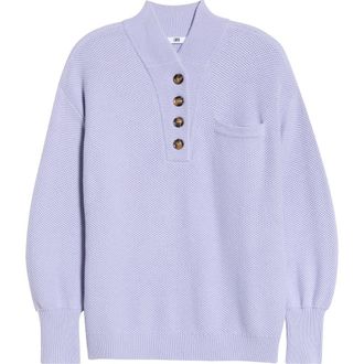 Lunya Cozy Cottonsilk Pocket Henley Sweater in Serene Violet at Nordstrom, Size X-Large