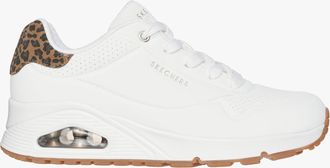 Skechers 177093/whld Uno-jungle Nite Womens Trainers White Durabuck/leopard Printed Leather - Size UK 5.5