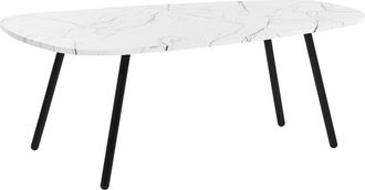 Beliani Beliani - Mesa De Centro Efecto M&aacute;rmol Blanco Negro 110 X 60 Cm Mdf Patas De Metal Biddle