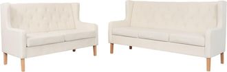 vidaXL Conjunto De Sof&aacute;s 2 Piezas Tela Blanco Crema Vidaxl