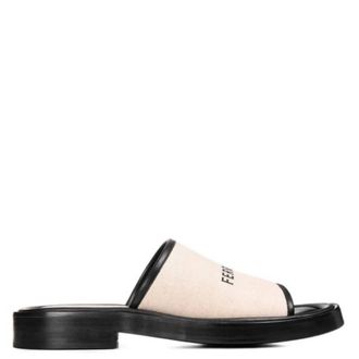 Ferragamo Logo Canvas Slide Sandals, Size 7 C