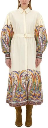 Etro Overhemdjurken - Dames - Shirt Kleedjes - Beige - XS - Katoen - Kleedjes