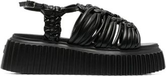 AGL Zwarte Flatform Sandalen Casual Open Sleehakken - Dames - Sandalen - Zwart - 40 EU - Schoenen