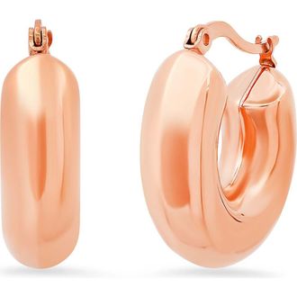 Steeltime 18k Gold Plated Huggie Hoop Earrings in Rose Gold at Nordstrom Rack