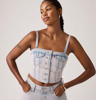 Levi's Denim Tube Top - Womens - XS - Pink / Rose Up Top Bandeau