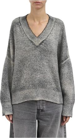 Avant Toi Maglia V Over in Cotone - - Knitwear - Donna - Grigio - M