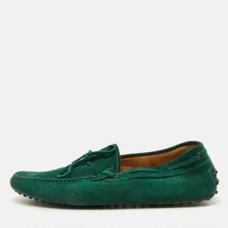 Tod's Tods Green Suede Slip On Driver Loafers