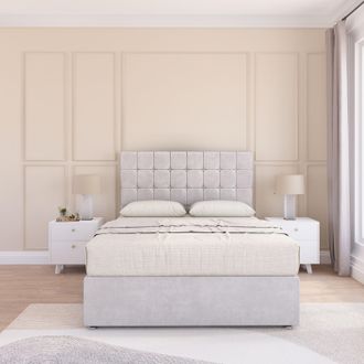 Sloomy Alabama Plush Bed Set With No Drawers Mattress & 26 Headboard in Silver | Size: Small Single