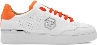 Philipp Plein logo-plaque leather sneakers - unisex - Rubber/Calf Leather/Calf Leather - 44 - White