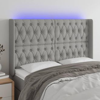 vidaXL Cabecero Con Led De Tela Gris Claro 147x16x118/128 Cm Vidaxl