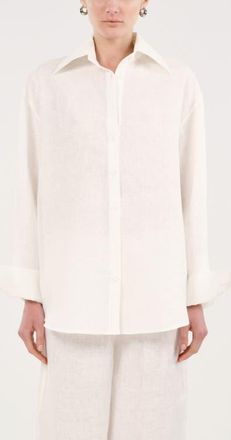 Nocturne Oversized Linen Button Up Shirt in Ivory at Nordstrom, Size Large/x-Large