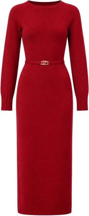 Twinset Vestido Largo de Punto - Dresses - Mujer - Rojo - XS