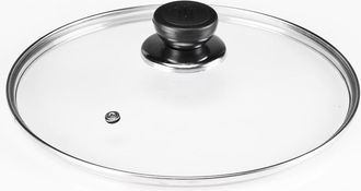 OEM Tapa De Vidrio De 24 Cm - Resistente Al Calor - Mango De Baquelita, Color Negro Sombra - Tapa Universal Para Todo Tipo De Cocinas Y Hornillas