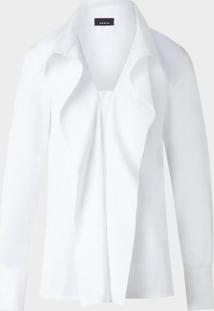Akris Folding Collar Pleated Cotton Poplin Blouse