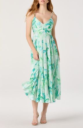 ASTR the Label Maeve Midi Dress in Teal Multi Floral at Nordstrom, Size X-Large