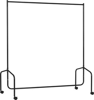 HOMCOM Burro Para Ropa Con Ruedas Perchero Burro Para Ropa Met&aacute;lico Para Entrada Pasillo Dormitorio 150x60x170 Cm Negro