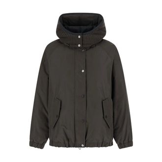 Brunello Cucinelli Techno Katoen Taffeta Buitenjas - Dames - Jassen - Bruin - Maat: S Katoen