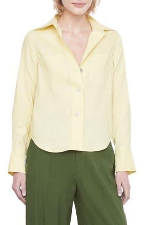 Vince Linen Blend Button-Up Shirt in Pomelo at Nordstrom Rack, Size 2