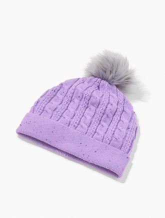 Talbots Tweed Knit Beanie - Winter Plum Heather Tweed - 001 Talbots