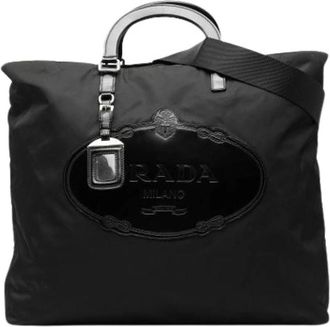 Prada Pre-owned Tote Bags, female, Black, Size: ONE SIZE Pre-owned Nylon Satchel