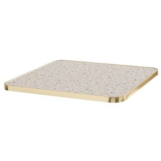 Oviala Tablero cuadrado de terrazo con borde dorado 60 cm