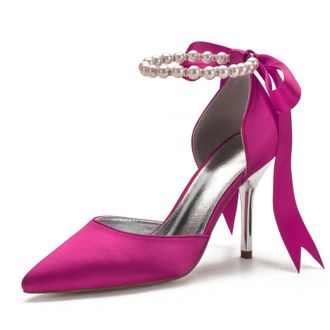 Miyoopark Wedding and Evening Shoes for Women Prom Pumps with Ribbon M532 Rose UK 6.5