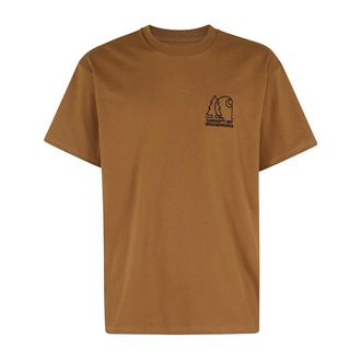 Carhartt Work in Progress Carhartt Wip, T-Shirts, male, Brown, Size: L Brown T-shirt with black chest design