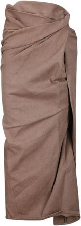 Diesel Gedrapeerde Midi Rok - Dames - Midirokken - Bruin - W28 - Katoen - Rokken