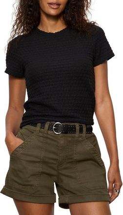 Sanctuary Perfect Puckered Lace T-Shirt in Black at Nordstrom, Size Medium