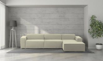 Dmora Sof&aacute; Fijo Dmaiol, Sof&aacute; Modular 4 Plazas Pen&iacute;nsula Derecha, 100% Made In Italy, Sof&aacute; Moderno En Tela, Cm 340x170h70, Beige - Dmora