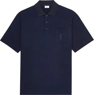 Saint Laurent Tops, Heren, Blauw, M, Katoen, Cassandre Polo