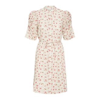 Ichi Abito elegante con fiori rosa salmone - - Dresses - Donna - Multicolore - L
