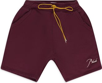 Rhude BURGUNDY LOGO EMBROIDERED DRAWSTRING SWEATSHORT