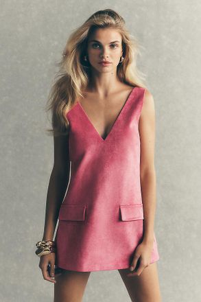 Mare Mare Faux-Suede Sleeveless V-Neck Romper