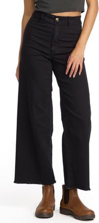 Billabong Free Fall Stretch Crop Wide Leg Pants in Black at Nordstrom, Size 24