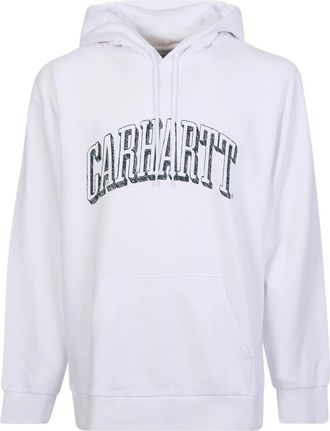 Carhartt Work in Progress Scrawl Logo Print Hoodie - Heren - Hoodies - Wit - S - Katoen - Hoodies & sweatvesten