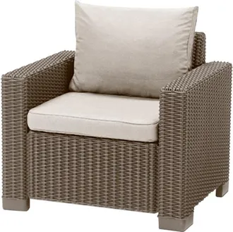 Keter California Cappucino Conjunto De Jard&iacute;n Terraza Balc&oacute;n 2 Sillones Exterior Con Cojin Resina Sofa 83 X 68 X 72 Wxdxh Cm