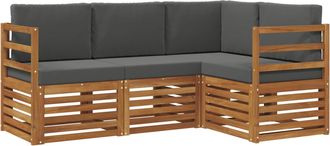 vidaXL Conjunto De Sof&aacute;s De Exterior 4 Uds. Natural Y Antracita Vidaxl
