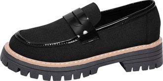 Generic Platform Loafers for Women Comfortable Chunky Heel Classic Casual Shoes for Dressy Wear Fashionable Retro Round Toe Shoe for Business Work Everyday We